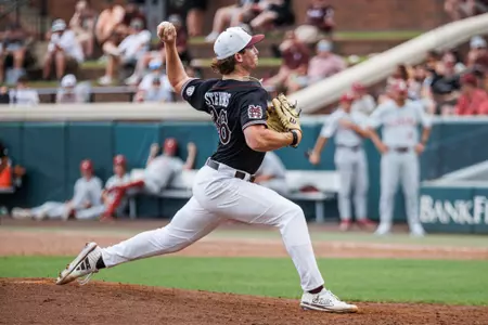 Nolan Stevens STARKVILLE, MS - May 05, 2024 - Mississippi State Pitcher/Infielder/Outfielder Nolan Stevens (#36) during the game between the Alabama Crimson Tide and the Mississippi State Bulldogs at Dudy Noble Field at Polk-Dement Stadium in Starkville, MS. Photo By Will Porada