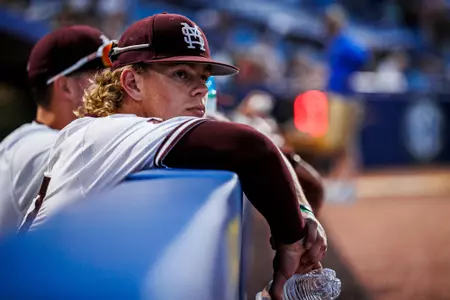 Brett House HOOVER, AL - May 21, 2024 - Mississippi State Infielder/Outfielder Brett House (#37) during the SEC Tournament game between the Ole Miss Rebels and Mississippi State Bulldogs at MetLife Stadium in Hoover, AL. Photo By Jaden Powell