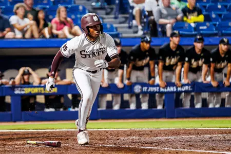 Ethan Pulliam HOOVER, AL - May 24, 2024 - Mississippi State Infielder/Outfielder Ethan Pulliam (#41) during the SEC Tournament game between the Vanderbilt Commodores and Mississippi State Bulldogs at MetLife Stadium in Hoover, AL. Photo By Jaden Powell