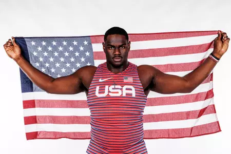 Roury McCloyen holding USA flag