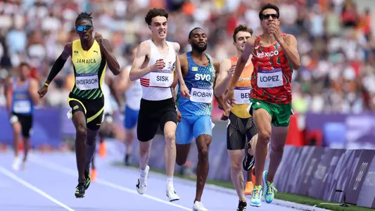 PARIS, FRANCE - AUGUST 08: Pieter Sisk of Team Belgium competes in the Men's 800m Repechage Round on day thirteen of the Olympic Games Paris 2024 at Stade de France on August 08, 2024 in Paris, France. (Photo by Hannah Peters/Getty Images)