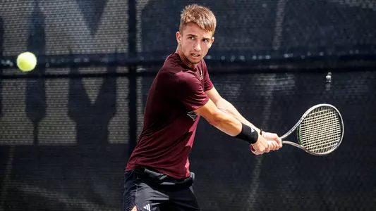STARKVILLE, MS - September 04, 2024 - Mississippi State's Radomir Tomic during practice at the AJ Pitts Tennis Centre in Starkville, MS. Photo By Mike Mattina