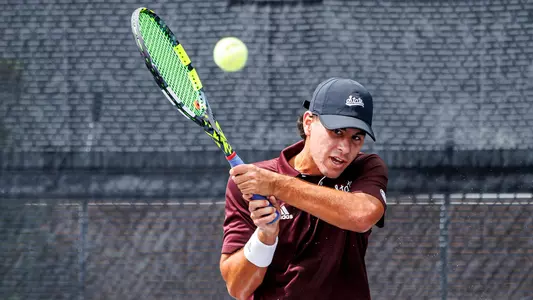 STARKVILLE, MS - September 04, 2024 - Mississippi State's Roberto Ferrer Guimaraes during practice at the AJ Pitts Tennis Centre in Starkville, MS. Photo By Mike Mattina