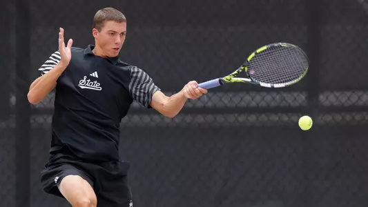 COLUMBUS, OH - May 11, 2024 - Mississippi State's Benito Sanchez Martinez during the 2024 NCAA Tournament match between the Ohio State Buckeyes and the Mississippi State Bulldogs at the Ty Tucker Tennis Center in Columbus, OH. Photo By Jay LaPrete