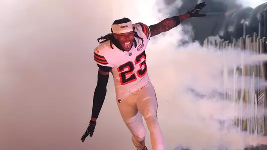 Dec 28, 2023; Cleveland, Ohio, USA; Cleveland Browns cornerback Martin Emerson Jr. (23) takes the field during player introduction before the game against the New York Jets at Cleveland Browns Stadium. Mandatory Credit: Scott Galvin-USA TODAY Sports