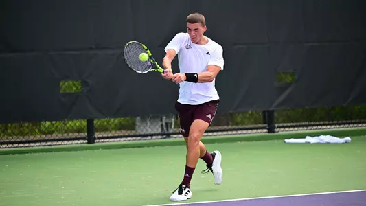 BATON ROUGE, LA - April 19, 2024 - Mississippi State's Benito Sanchez Martinez during the 2024 SEC Tournament match between the South Carolina Gamecocks and the Mississippi State Bulldogs at the LSU Tennis Complex in Baton Rouge, LA. Photo By LSU Athletics