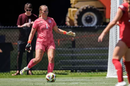 STARKVILLE, MS - September 01, 2024 - Mississippi State Goal Keeper Maddy Anderson (#1) during the match between the South Alabama Jaguars and the Mississippi State Bulldogs at the MSU Soccer Field in Starkville, MS. Photo By Will Porada