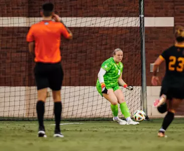 STARKVILLE, MS - August 09, 2024 - Mississippi State Goal Keeper Katelyn Carroll (#0) during the match between the ULM Warhawks and the Mississippi State Bulldogs at the MSU Soccer Field in Starkville, MS. Photo By Mike Mattina
