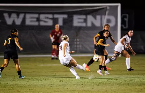 STARKVILLE, MS - August 09, 2024 - Mississippi State Midfielder Kara Harris (#14) during the match between the ULM Warhawks and the Mississippi State Bulldogs at the MSU Soccer Field in Starkville, MS. Photo By Mike Mattina
