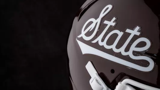 STARKVILLE, MS - November 17, 2022 - Mississippi State Student Equipment Intern Noah Berry during the Maroon Script State helmet photoshoot at the Holliman Athletic Center at Mississippi State University in Starkville, MS. Photo By Kevin Snyder