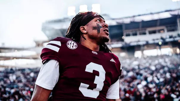 STARKVILLE, MS - November 23, 2024 - Mississippi State Safety Brylan Lanier (#3) before the game between the Missouri Tigers and the Mississippi State Bulldogs at Davis Wade Stadium at Scott Field in Starkville, MS. Photo By Natalie Clark