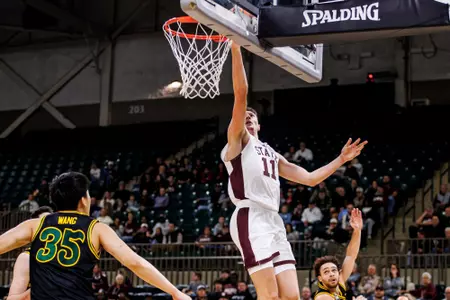 TUPELO, MS - December 07, 2025 - Mississippi State Forward Sergej Macura (#11) during the game between the San Francisco Dons and the Mississippi State Bulldogs at the Cadence Bank Arena in Tupelo, MS. Photo By Mike Mattina