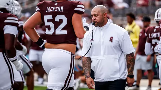 STARKVILLE, MS - August 31, 2024 - Mississippi State Head Strength & Conditioning Coach Shaud Williams during the game between the Eastern Kentucky Colonels and the Mississippi State Bulldogs at Davis Wade Stadium at Scott Field in Starkville, MS. Photo By Ivy Rose Ball