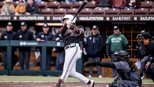 STARKVILLE, MS - February 16, 2025 - Mississippi State Outfielder Bryce Chance (#38) during the game between the Manhattan Jaspers and the Mississippi State Bulldogs at Dudy Noble Field at Polk-Dement Stadium in Starkville, MS. Photo By Mike Mattina