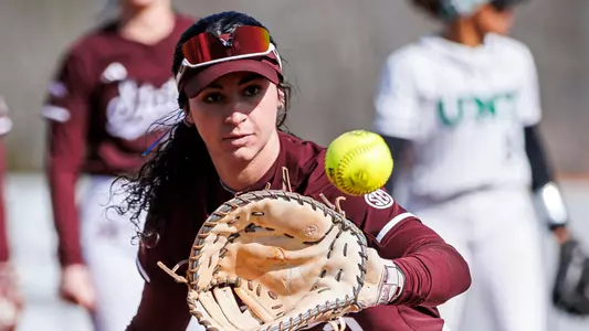 STARKVILLE, MS - February 14, 2025 - Mississippi State Catcher/Infielder Abby Grace Richardson (#2) during the game between the North Texas Mean Greens and the Mississippi State Bulldogs at Nusz Park in Starkville, MS. Photo By Will Porada