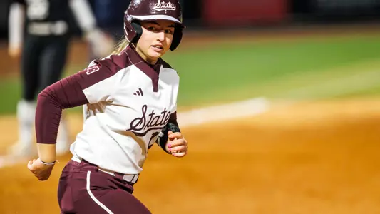 HUNTSVILLE, AL - February 22, 2025 - Mississippi State Catcher Paige Ernstes (#12) during the game between the UNA Lions and the Mississippi State Bulldogs during the Rocket City Softball Showcase at Toyota Field in Huntsville, AL. Photo By Ivy Rose Ball