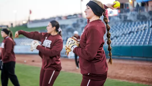 HUNTSVILLE, AL - February 22, 2025 - Mississippi State Pitcher Abigail Stevens (#11) during the game between the UNA Lions and the Mississippi State Bulldogs during the Rocket City Softball Showcase at Toyota Field in Huntsville, AL. Photo By Ivy Rose Ball
