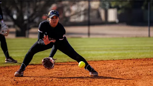 HUNTSVILLE, AL - February 23, 2025 - Mississippi State Infielder Xiane Romero (#83) during the game between the Jacksonville State Gamecocks and the Mississippi State Bulldogs during the Rocket City Softball Showcase at the UAH Softball Field in Huntsville, AL. Photo By Ivy Rose Ball