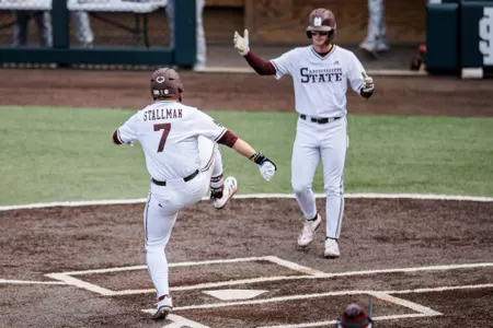 STARKVILLE, MS - February 22, 2025 - Mississippi State Infielder Reed Stallman (#7) during the game between the Missouri State Bears and the Mississippi State Bulldogs at Dudy Noble Field at Polk-Dement Stadium in Starkville, MS. Photo By Will Porada
