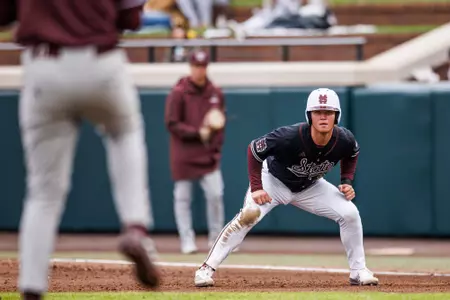 STARKVILLE, MS - February 23, 2025 - Mississippi State Infielder Gehrig Frei (#34) during the game between the Missouri State Bears and the Mississippi State Bulldogs at Dudy Noble Field at Polk-Dement Stadium in Starkville, MS. Photo By Mike Mattina