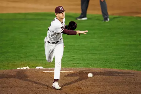 STARKVILLE, MS - March 05, 2025 - Mississippi State Pitcher Chase Hungate (#26) during the game between the Southern Miss Golden Eagles and the Mississippi State Bulldogs at Dudy Noble Field at Polk-Dement Stadium in Starkville, MS. Photo By Will Porada
