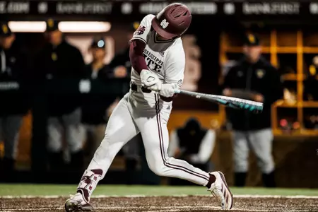 STARKVILLE, MS - March 05, 2025 - Mississippi State Outfielder Michael O'Brien (#32) during the game between the Southern Miss Golden Eagles and the Mississippi State Bulldogs at Dudy Noble Field at Polk-Dement Stadium in Starkville, MS. Photo By Will Porada