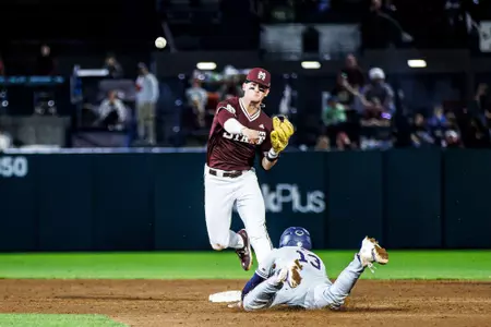 STARKVILLE, MS - March 07, 2025 - Mississippi State Infielder Dylan Cupp (#10) during the game between the Queens Royals and the Mississippi State Bulldogs at Dudy Noble Field at Polk-Dement Stadium in Starkville, MS. Photo By Ivy Rose Ball