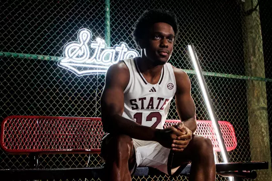 STARKVILLE, MS - October 10, 2024 - Mississippi State Guard Josh Hubbard (#12) during the2024-2025 Men’s Basketball Production Day video shoot at George Evans Park in Starkville, MS. Photo By Mike Mattina