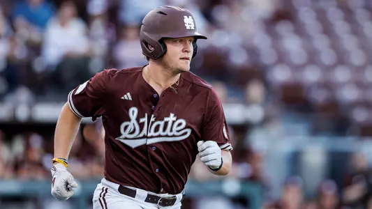 STARKVILLE, MS - March 18, 2025 - Mississippi State Infielder/Outfielder Hunter Hines (#44) during the game between the Jackson State Tigers and the Mississippi State Bulldogs at Dudy Noble Field at Polk-Dement Stadium in Starkville, MS. Photo By Will Porada