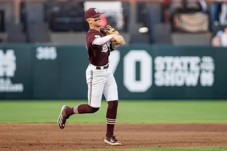 STARKVILLE, MS - March 18, 2025 - Mississippi State Infielder Sawyer Reeves (#2) during the game between the Jackson State Tigers and the Mississippi State Bulldogs at Dudy Noble Field at Polk-Dement Stadium in Starkville, MS. Photo By Will Porada