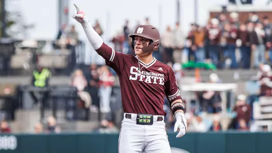 STARKVILLE, MS - February 14, 2025 - Mississippi State Infielder Sawyer Reeves (#2) during the game between the Manhattan Jaspers and the Mississippi State Bulldogs at Dudy Noble Field at Polk-Dement Stadium in Starkville, MS. Photo By Mike Mattina