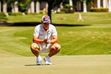 WEST POINT, MS - April 14, 2025 - Mississippi State's Dain Richie during the Old Waverly Collegiate Championship at Old Waverly Golf Club in West Point, MS. Photo By Mike Mattina