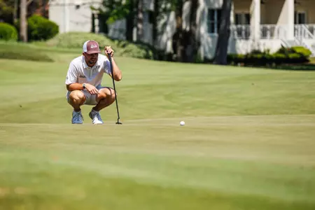 WEST POINT, MS - April 14, 2025 - Mississippi State's Harrison Davis during the Old Waverly Collegiate Championship at Old Waverly Golf Club in West Point, MS. Photo By Mike Mattina