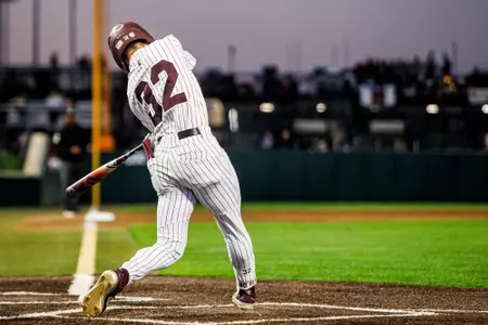 STARKVILLE, MS - April 15, 2025 - Mississippi State Outfielder Michael O'Brien (#32) during the game between the Southern Jaguars and the Mississippi State Bulldogs at Dudy Noble Field at Polk-Dement Stadium in Starkville, MS. Photo By Mike Mattina
