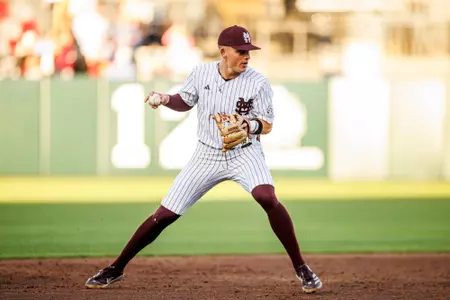STARKVILLE, MS - April 15, 2025 - Mississippi State Infielder Sawyer Reeves (#2) during the game between the Southern Jaguars and the Mississippi State Bulldogs at Dudy Noble Field at Polk-Dement Stadium in Starkville, MS. Photo By Mike Mattina