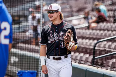 STARKVILLE, MS - April 20, 2025 - Mississippi State Outfielder Bryce Chance (#38) during the game between the Florida Gators and the Mississippi State Bulldogs at Dudy Noble Field at Polk-Dement Stadium in Starkville, MS. Photo By Taylor Sullivan