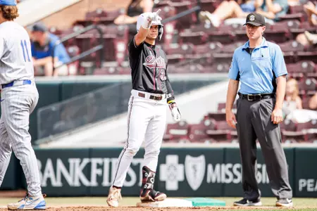 STARKVILLE, MS - April 20, 2025 - Mississippi State Outfielder Bryce Chance (#38) during the game between the Florida Gators and the Mississippi State Bulldogs at Dudy Noble Field at Polk-Dement Stadium in Starkville, MS. Photo By Taylor Sullivan