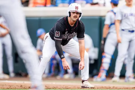 STARKVILLE, MS - April 20, 2025 - Mississippi State Designated Hitter/Pitcher Noah Sullivan (#18) during the game between the Florida Gators and the Mississippi State Bulldogs at Dudy Noble Field at Polk-Dement Stadium in Starkville, MS. Photo By Taylor Sullivan
