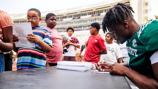 STARKVILLE, MS - April 19, 2025 - Mississippi State Quarterback Kamario Taylor (#1) during the 2025 Spring Game at Davis Wade Stadium at Scott Field in Starkville, MS. Photo By Mike Mattina