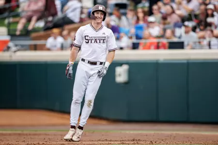 STARKVILLE, MS - April 05, 2025 - Mississippi State Pitcher/Infielder/Outfielder Nolan Stevens (#36) during the game between the South Carolina Gamecocks and the Mississippi State Bulldogs at Dudy Noble Field at Polk-Dement Stadium in Starkville, MS. Photo By Will Porada