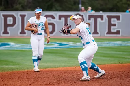 STARKVILLE, MS - March 30, 2025 - Mississippi State Catcher Paige Ernstes (#12) during the game between the Texas Longhorns and the Mississippi State Bulldogs at Nusz Park in Starkville, MS. Photo By Ivy Rose Ball