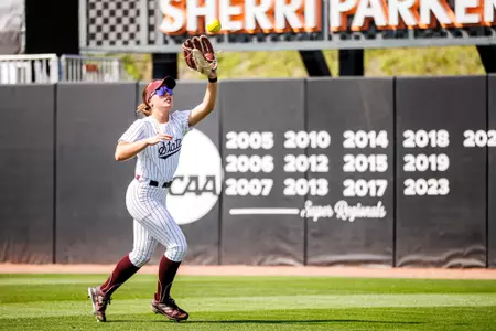 KNOXVILLE, TN - April 05, 2025 - Mississippi State Outfielder/Pitcher Gretta Grassel (#1) during game 2 between the Tennessee Lady Vols and the Mississippi State Bulldogs at Sherri Parker Lee Stadium in Knoxville,TN. Photo By Ivy Rose Ball
