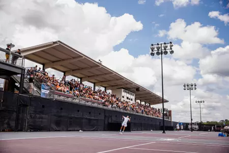 STARKVILLE, MS - May 02, 2025 - Mississippi State Fans during the match between the New Orleans Pirvateers and the Mississippi State Bulldogs at the AJ Pitts Tennis Centre in Starkville, MS. Photo By Mike Mattina