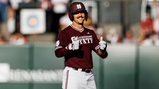 STARKVILLE, MS - May 03, 2025 - Mississippi State Designated Hitter/Pitcher Noah Sullivan (#18) during the game between the Kentucky Wildcats and the Mississippi State Bulldogs at Dudy Noble Field at Polk-Dement Stadium in Starkville, MS. Photo By Mike Mattina