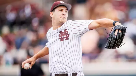 STARKVILLE, MS - May 04, 2025 - Mississippi State Pitcher Karson Ligon (#31) during the game between the Kentucky Wildcats and the Mississippi State Bulldogs at Dudy Noble Field at Polk-Dement Stadium in Starkville, MS. Photo By Taylor Sullivan