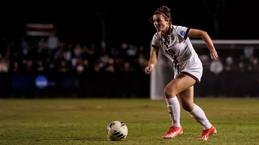 STARKVILLE, MS - November 24, 2024 - Mississippi State Midfielder/Defender Kennedy Husbands (#19) during the match between the Notre Dame Fighting Irish and the Mississippi State Bulldogs at the MSU Soccer Field in Starkville, MS. Photo By Mike Mattina