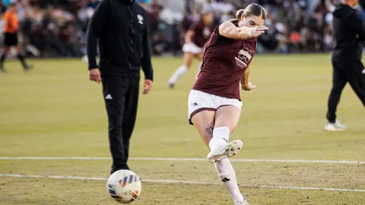 STARKVILLE, MS - November 24, 2024 - Mississippi State Forward Chelsea Wagner (#2) during the match between the Notre Dame Fighting Irish and the Mississippi State Bulldogs at the MSU Soccer Field in Starkville, MS. Photo By Will Porada