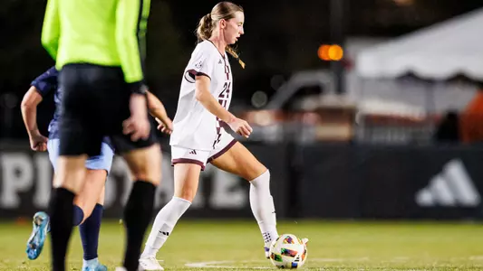 STARKVILLE, MS - March 06, 2025 - Mississippi State Midfielder Charlotte Grim (#24) during the match between the Mississippi College Choctaw and the Mississippi State Bulldogs at the MSU Soccer Field in Starkville, MS. Photo By Mike Mattina