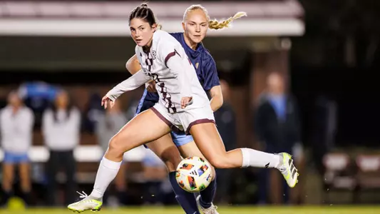 STARKVILLE, MS - March 06, 2025 - Mississippi State Forward Elsa Johnson (#27) during the match between the Mississippi College Choctaw and the Mississippi State Bulldogs at the MSU Soccer Field in Starkville, MS. Photo By Mike Mattina