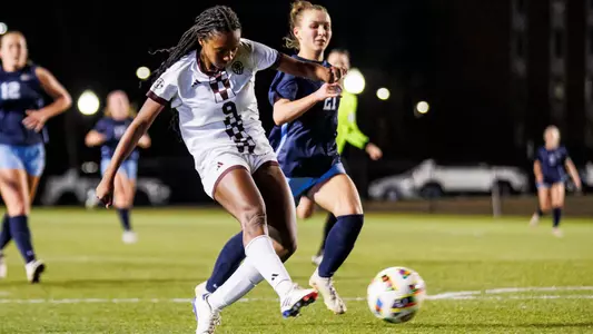 STARKVILLE, MS - March 06, 2025 - Mississippi State Midfielder Adia Symmonds (#9) during the match between the Mississippi College Choctaw and the Mississippi State Bulldogs at the MSU Soccer Field in Starkville, MS. Photo By Mike Mattina